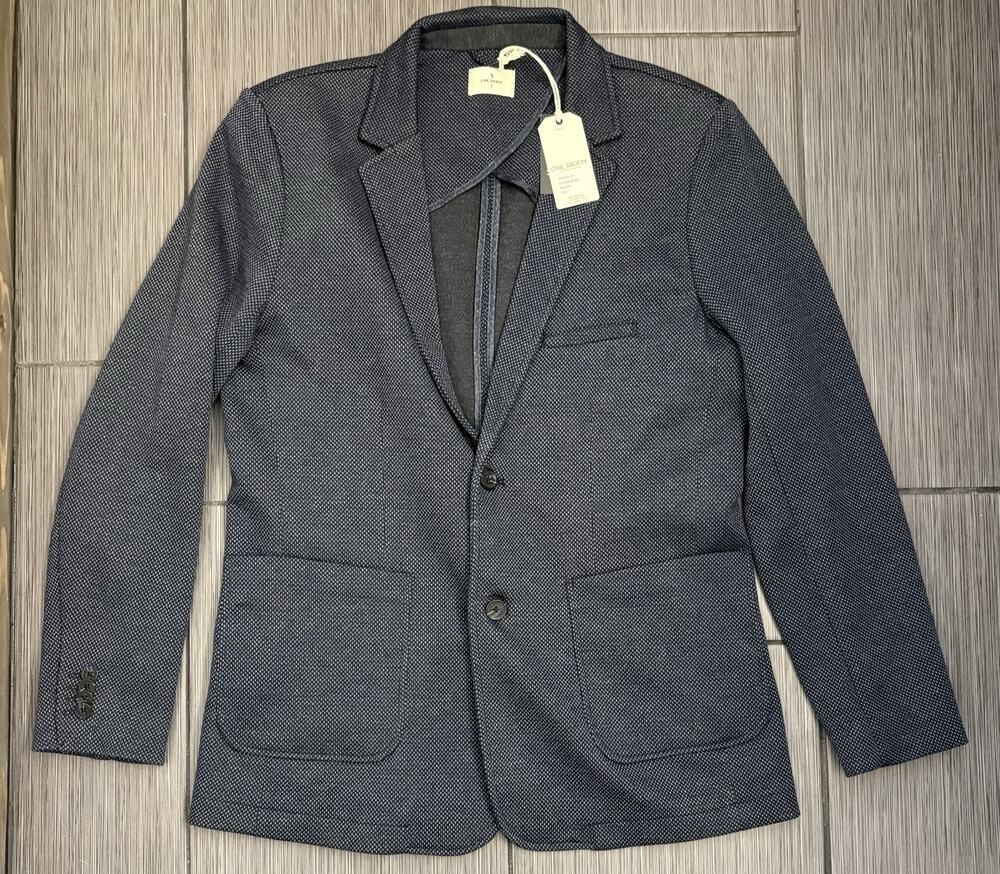Civil Society Pin Dot Delancey Two Button Knit Blazer Men's Large Navy Blue